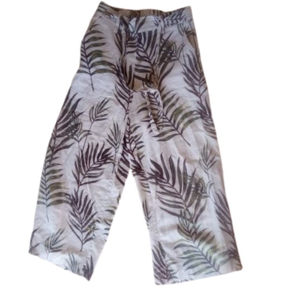 White Linen Blend Baggy Summer Pants Size 2 --